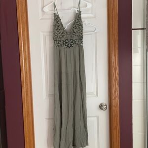 Olive Crochet Inset Boho Dress Size L
